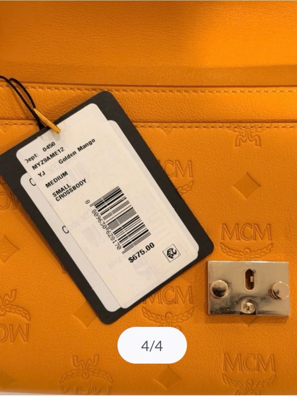MCM Embossed Leather Envelope Clutch in Mustard - Picture 14 of 14